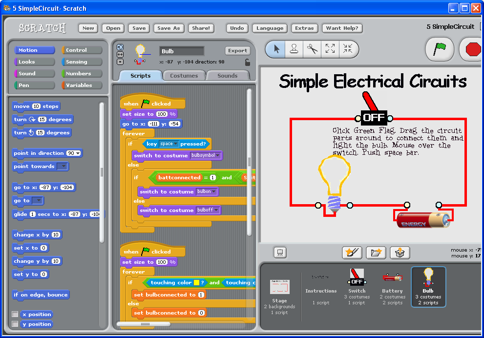 Приведи свой пример использования параллельных скриптов в проектах scratch